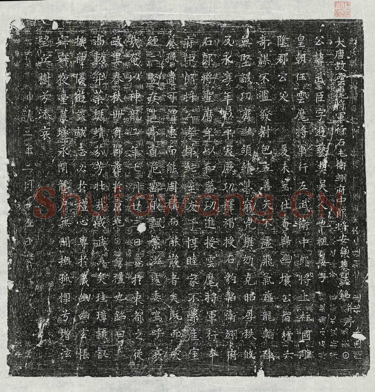唐安武臣墓誌(大唐故云麾将军行右屯卫翊府中郎将安□墓誌铭并序)