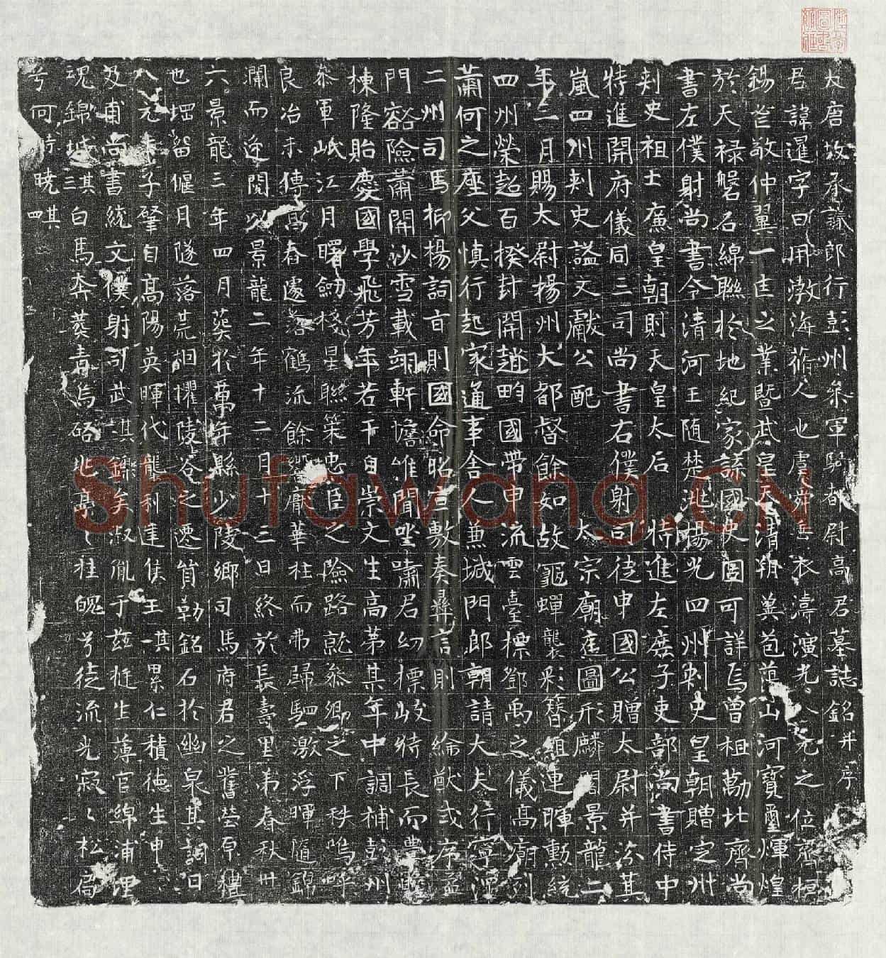 唐高逻墓誌(大唐故承议郎行彭州参军骑都尉高君墓誌铭并序)
