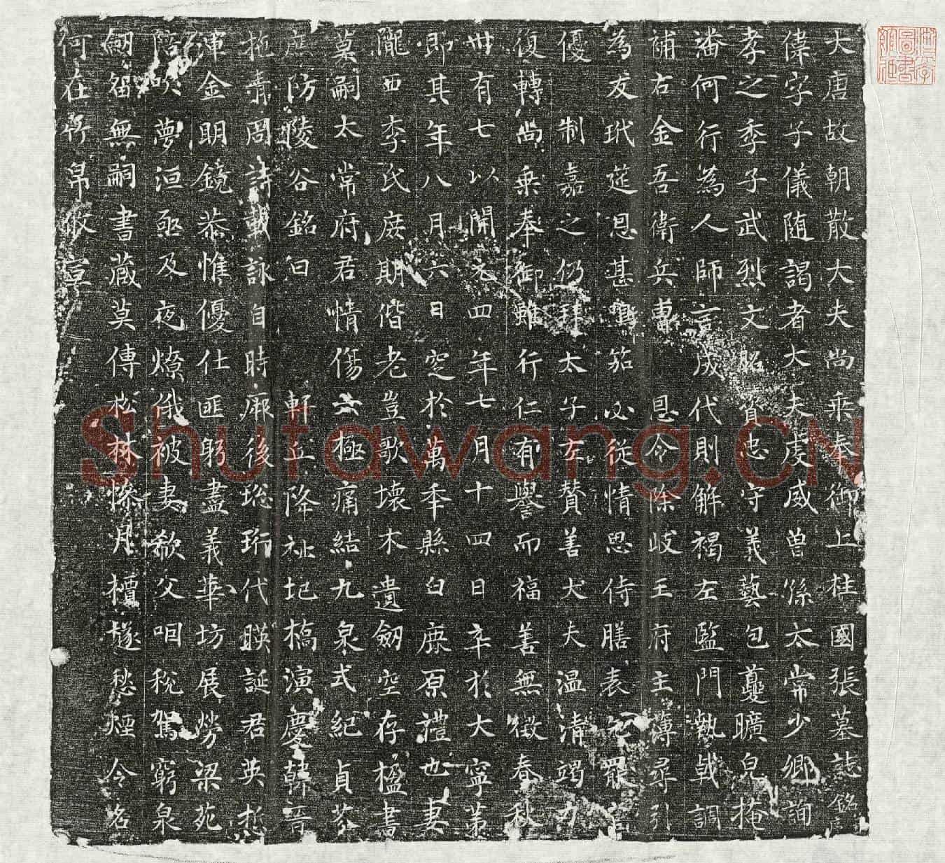 唐张伟墓誌(大唐故朝散大夫尚乘奉御上柱国张墓誌铭并序)