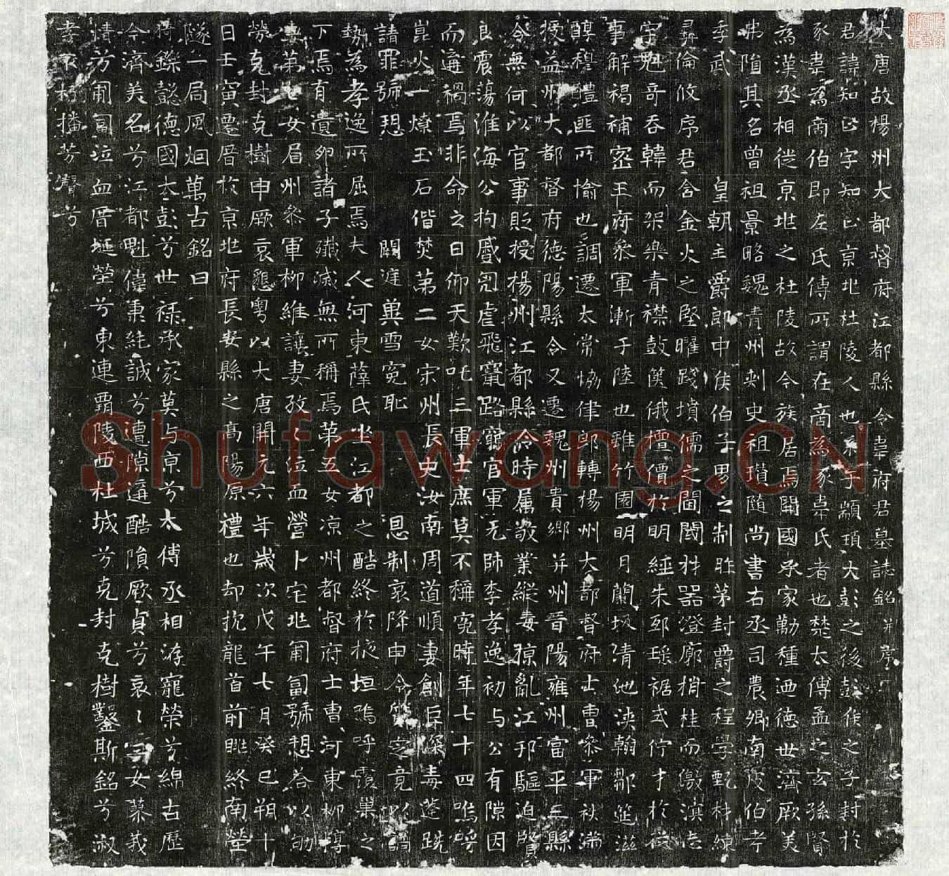 唐韦知正墓誌(大唐故杨州大都督府江都县令韦府君墓誌铭并序)