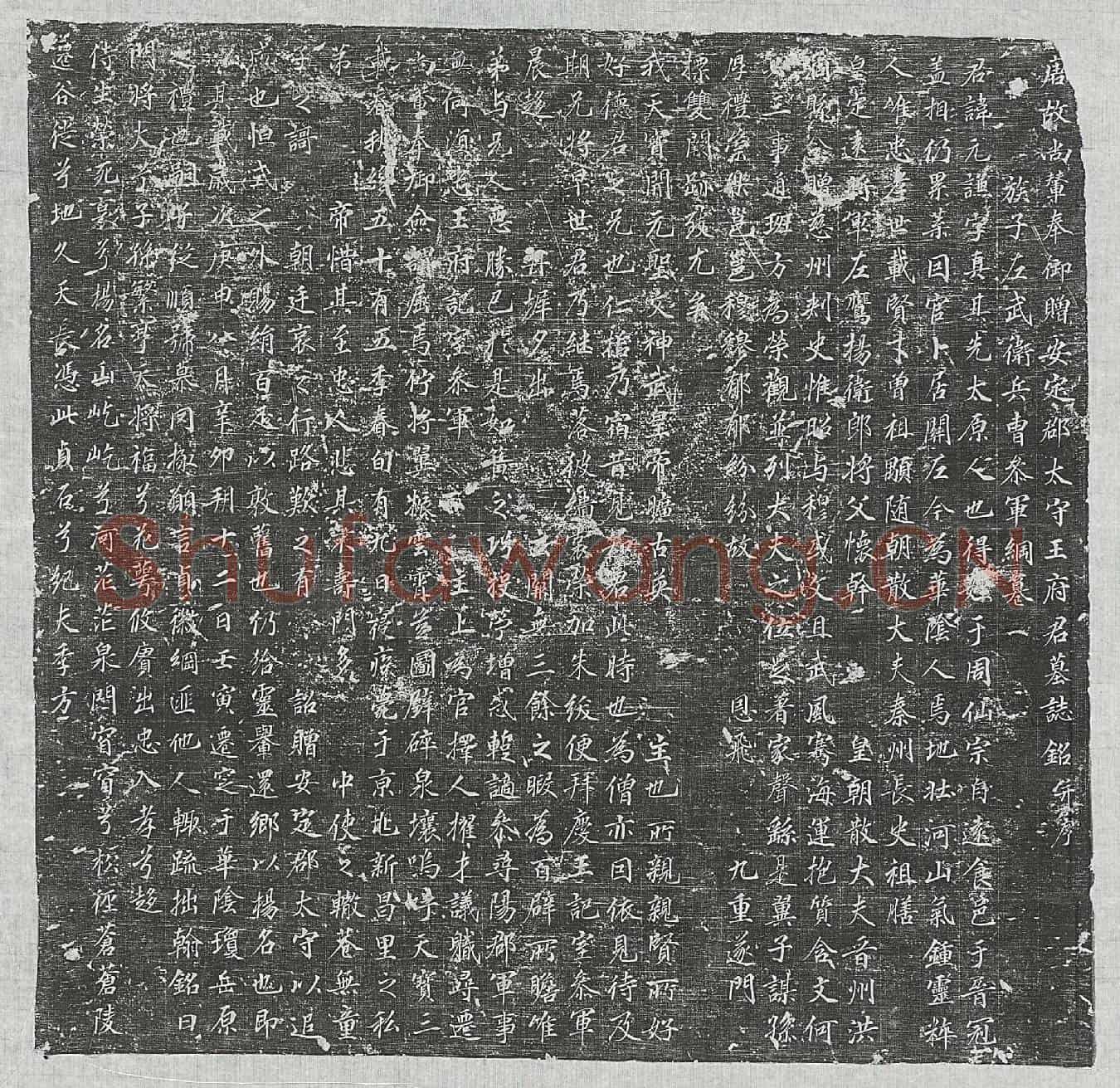 唐王元谦墓誌(唐故尚辇奉御赠安定郡太守王府君墓誌铭并序)