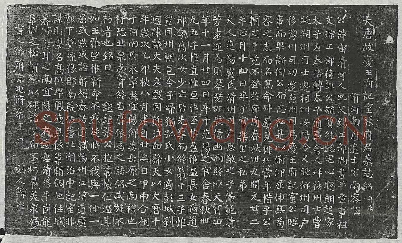 唐张宙墓誌(大唐故庆王府记室张府君墓誌铭并序)