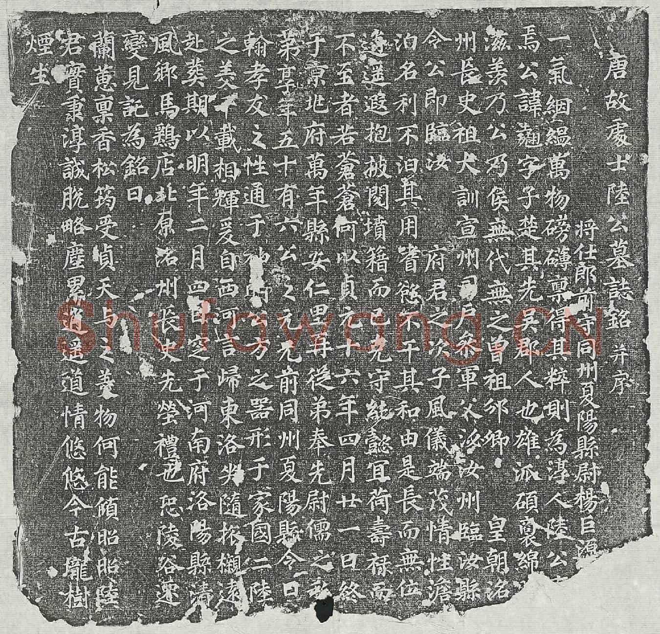 唐陆翘墓誌(唐故处士陆公墓誌铭并序)