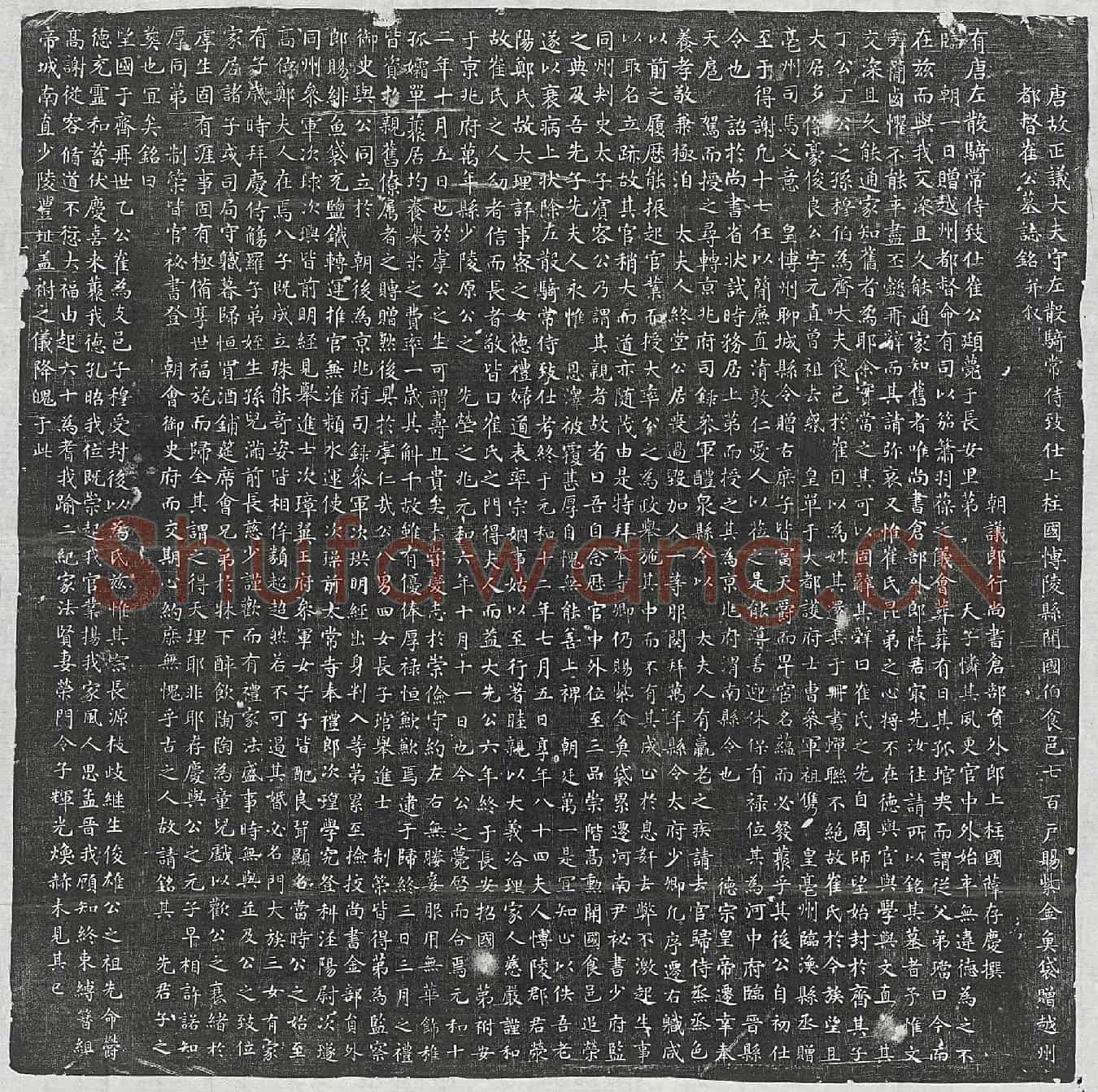 唐崔颋墓誌(唐故正议大夫守左散骑常侍致仕上柱国博陵县开国伯食邑七百户赐紫金鱼袋赠越州都督崔公墓誌铭并叙)