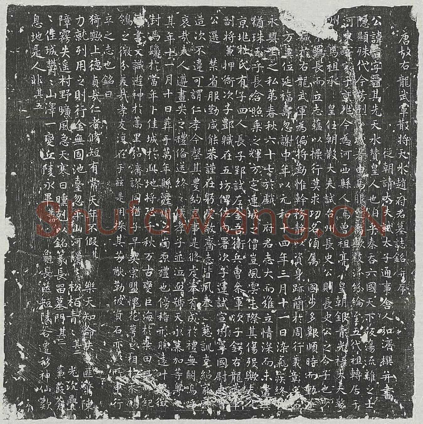 唐赵晋墓誌(唐故右龙武军散将天水赵府君墓誌铭并序)