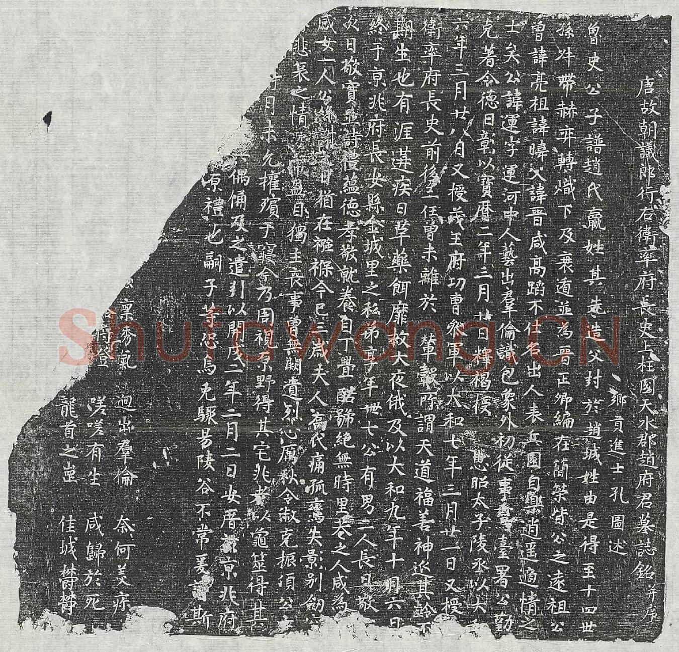 唐赵运墓誌(唐故朝议郎行右卫率府长史上柱国天水郡赵府君墓誌铭并序)
