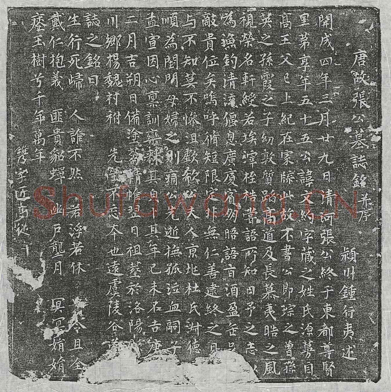 唐张文约墓誌(唐故张公墓誌铭并序)