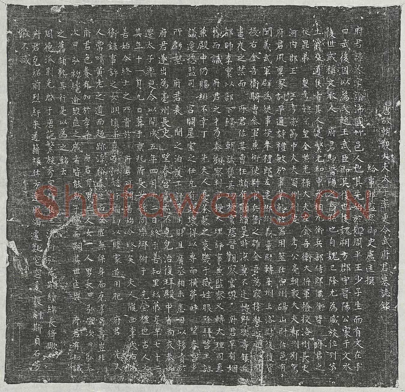 唐武恭墓誌(唐故朝散大夫太子率更令武府君墓誌铭)