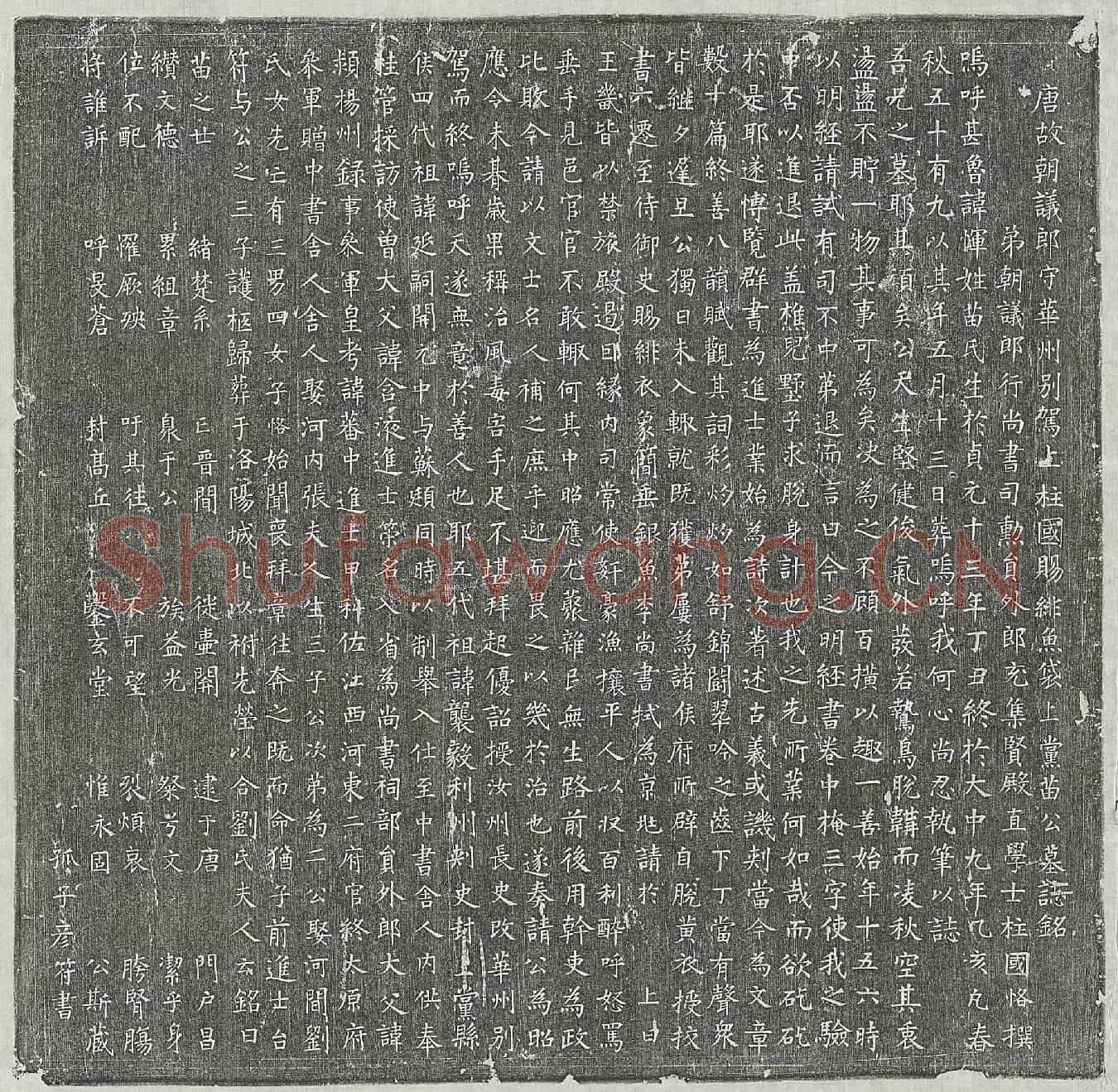 唐苗恽墓誌(唐故朝议郎守华州别驾上柱国赐绯鱼袋上党苗公墓誌铭)