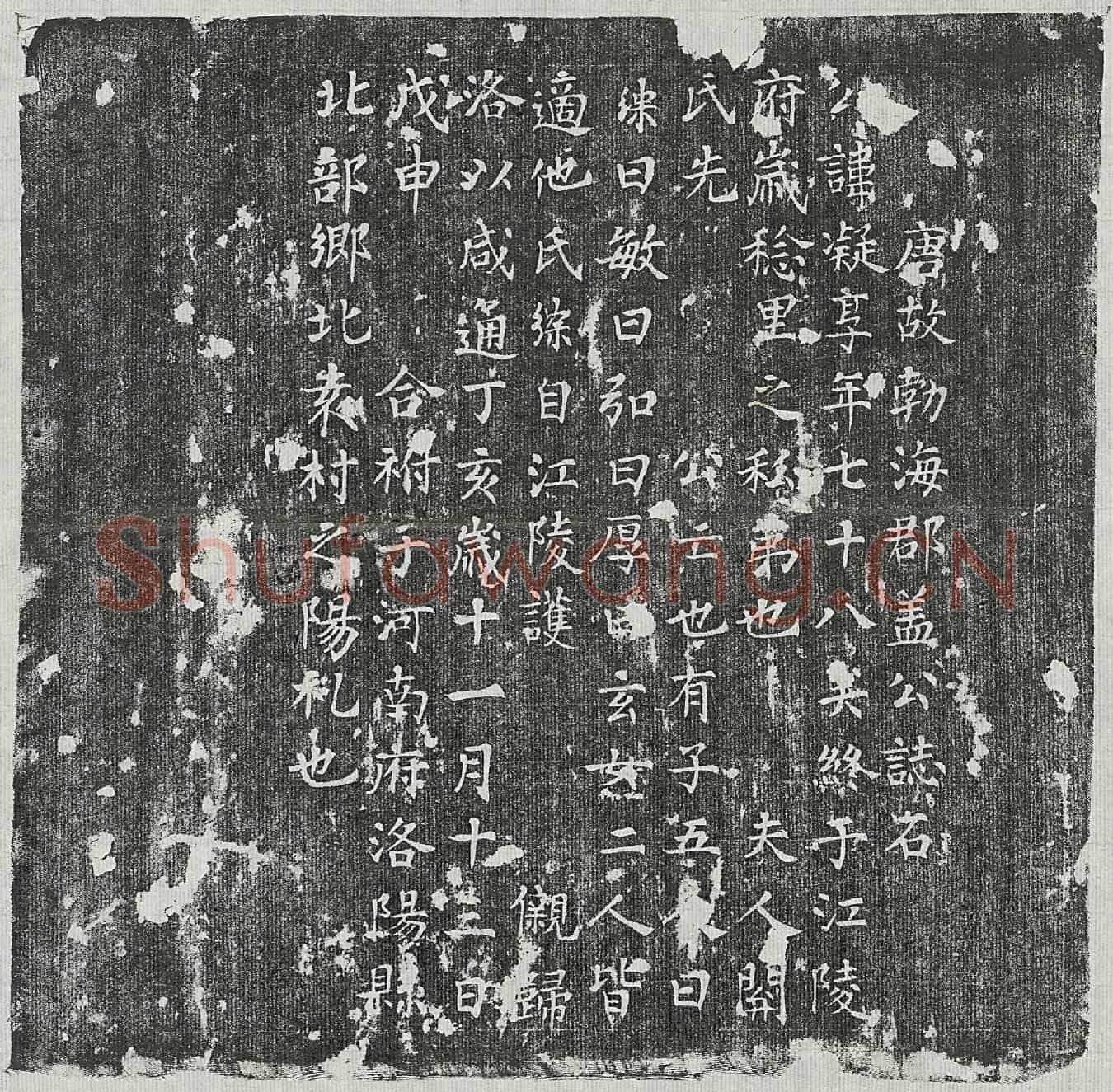 唐盖凝墓誌(唐故渤海郡盖公誌石)
