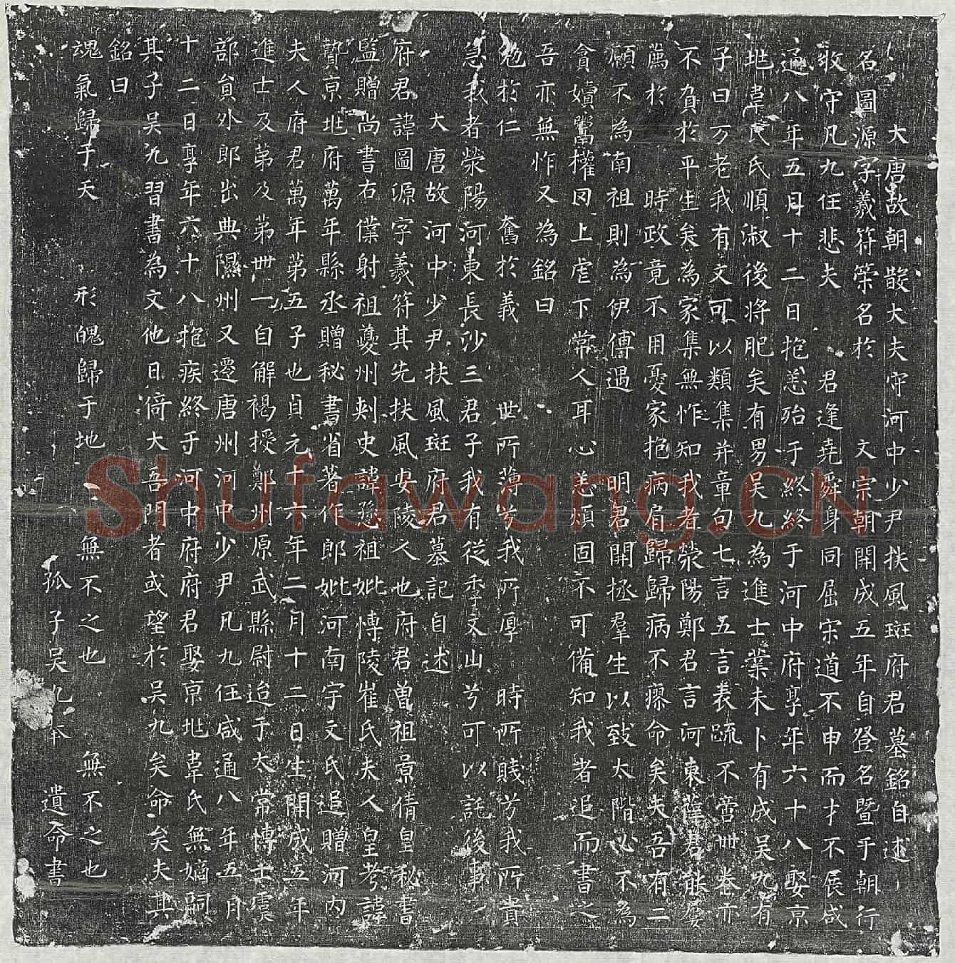 唐斑图源墓誌(大唐故朝散大夫守河中少尹扶风斑府君墓铭自述)