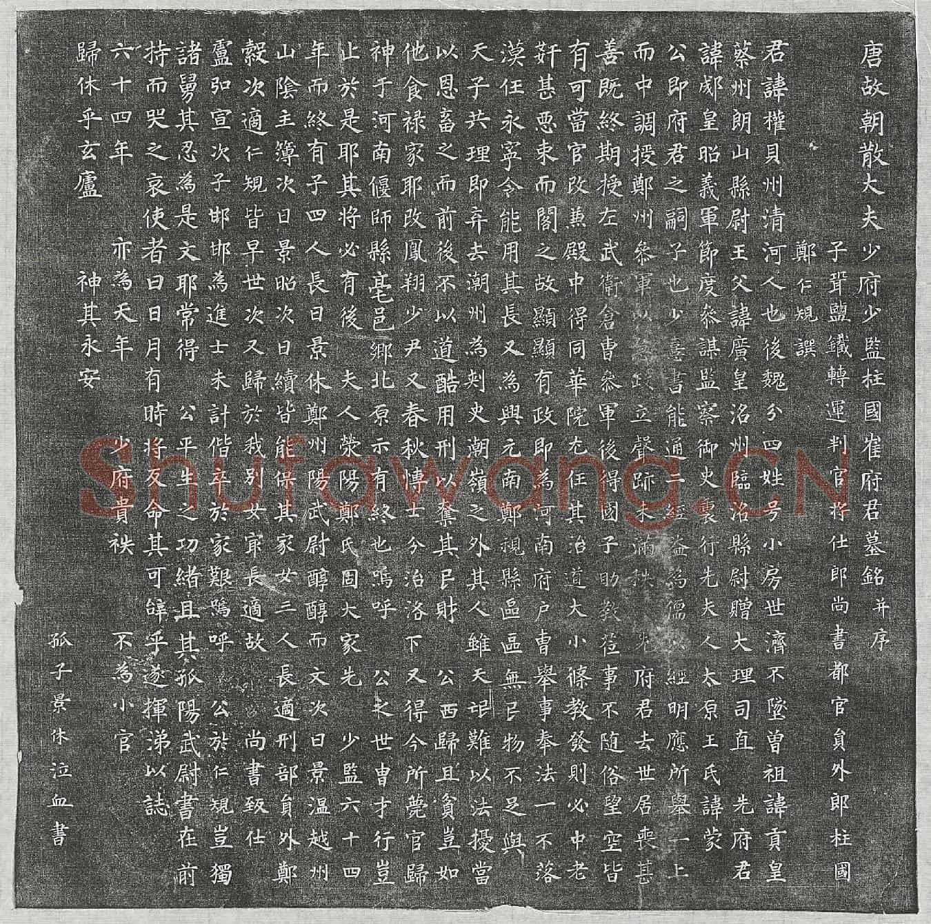 唐崔权墓誌(唐故朝散大夫少府少监柱国崔府君墓铭并序)