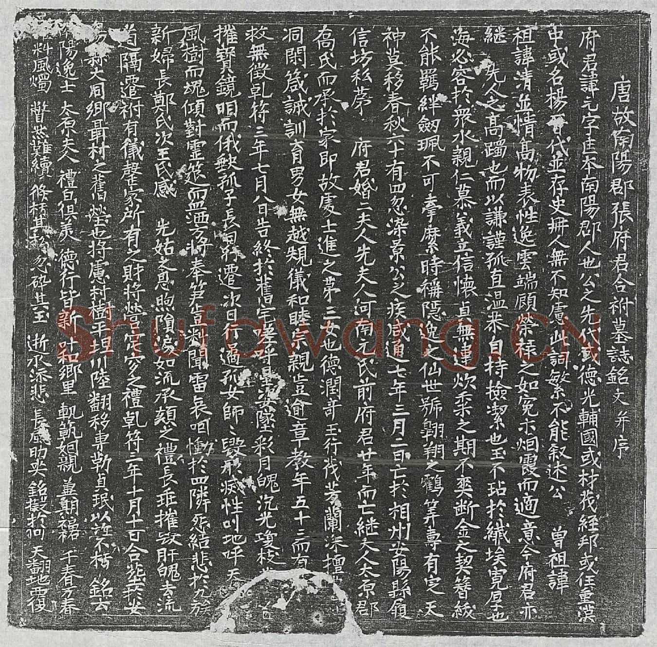 唐张元、张元妻元氏、张元妻乔氏墓誌(唐故南阳郡张府君合祔墓誌铭文并序)