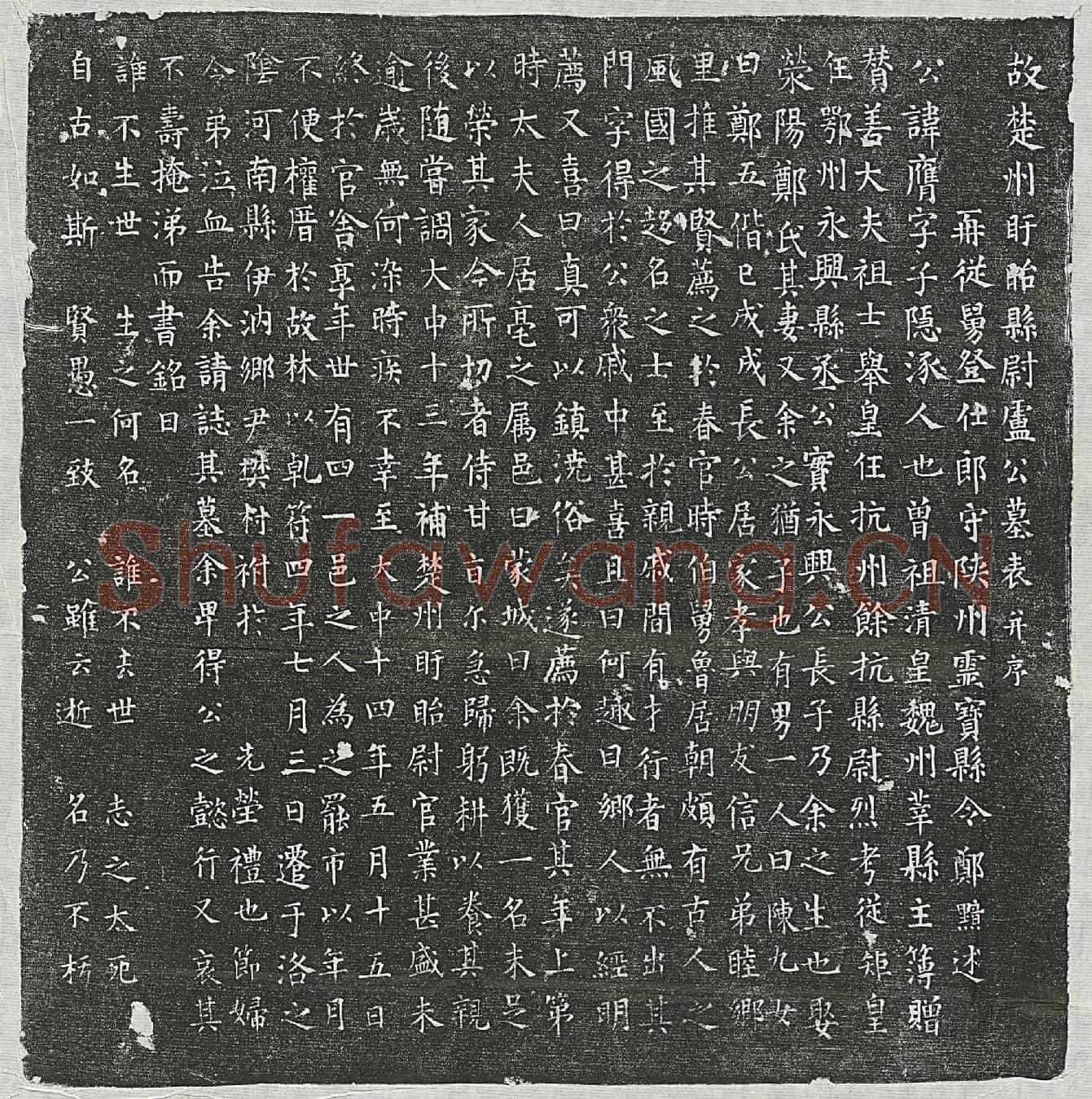 唐卢膺墓誌(故楚州盱眙县尉卢公墓表并序)