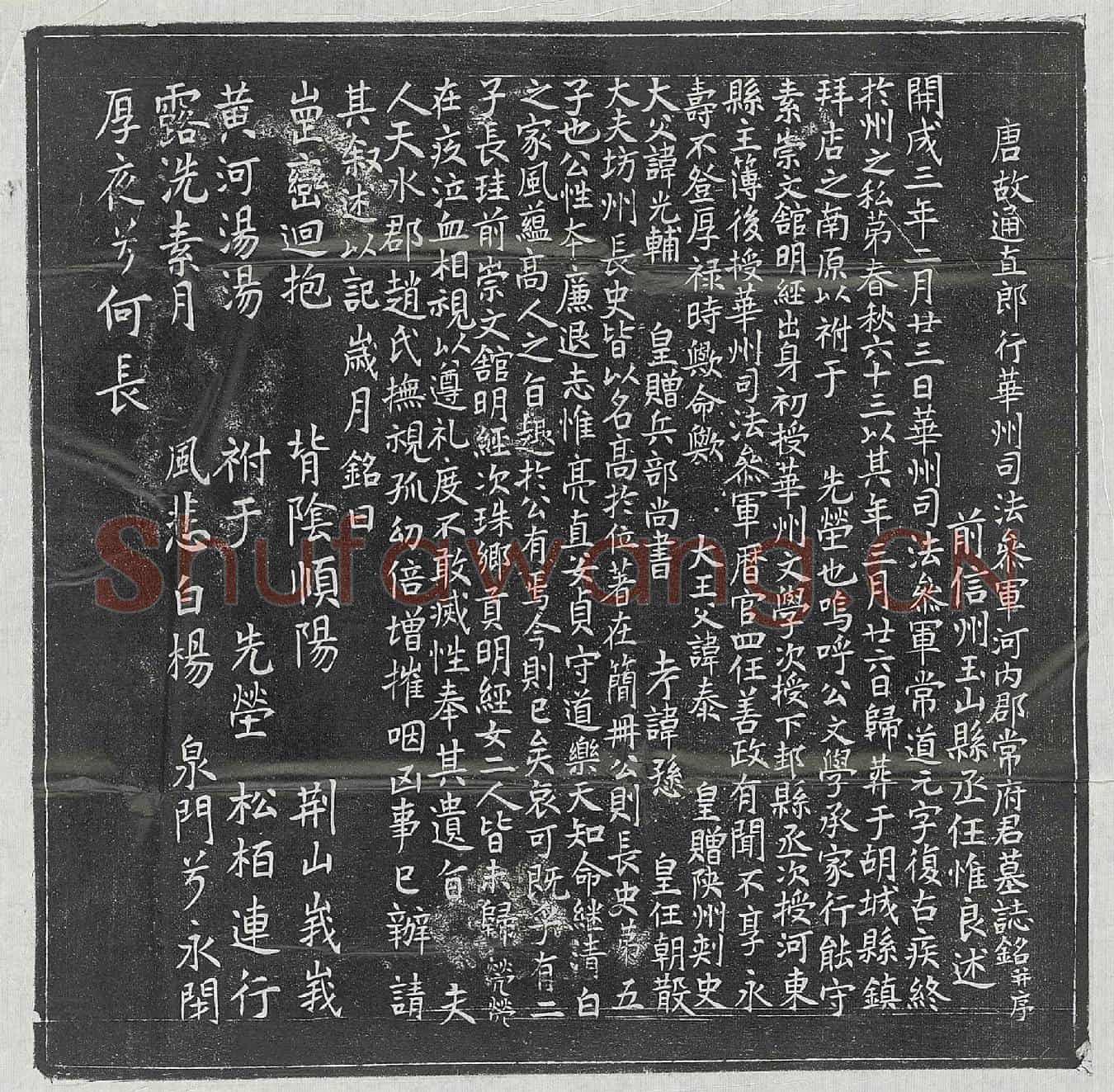 唐常道元墓誌(唐故通直郎行华州司法参军河内郡常府君墓誌铭并序)