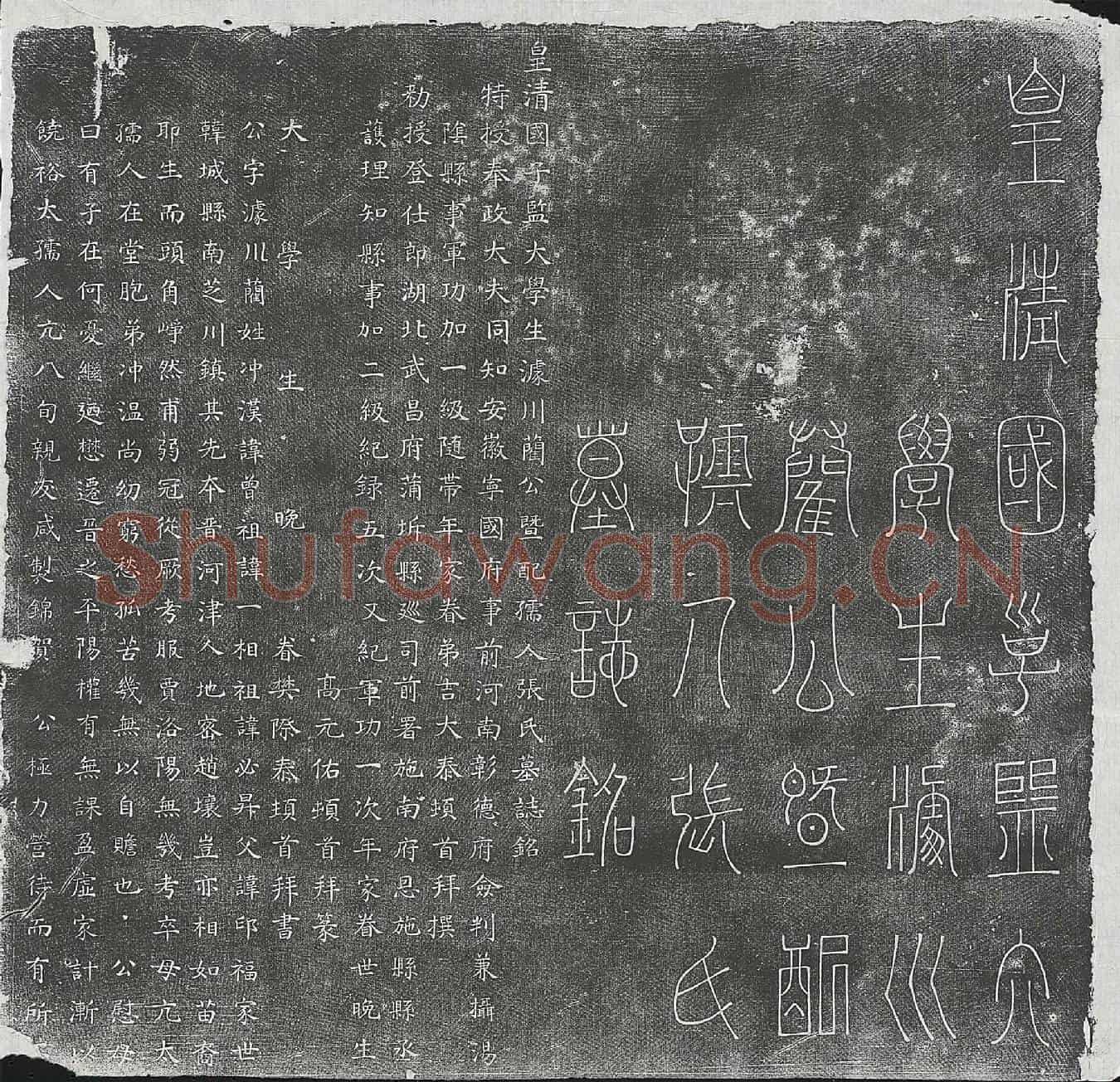 清蔺沖汉、蔺沖汉妻张氏墓誌(皇清国子监大学生澽川蔺公暨配孺人张氏墓誌铭)