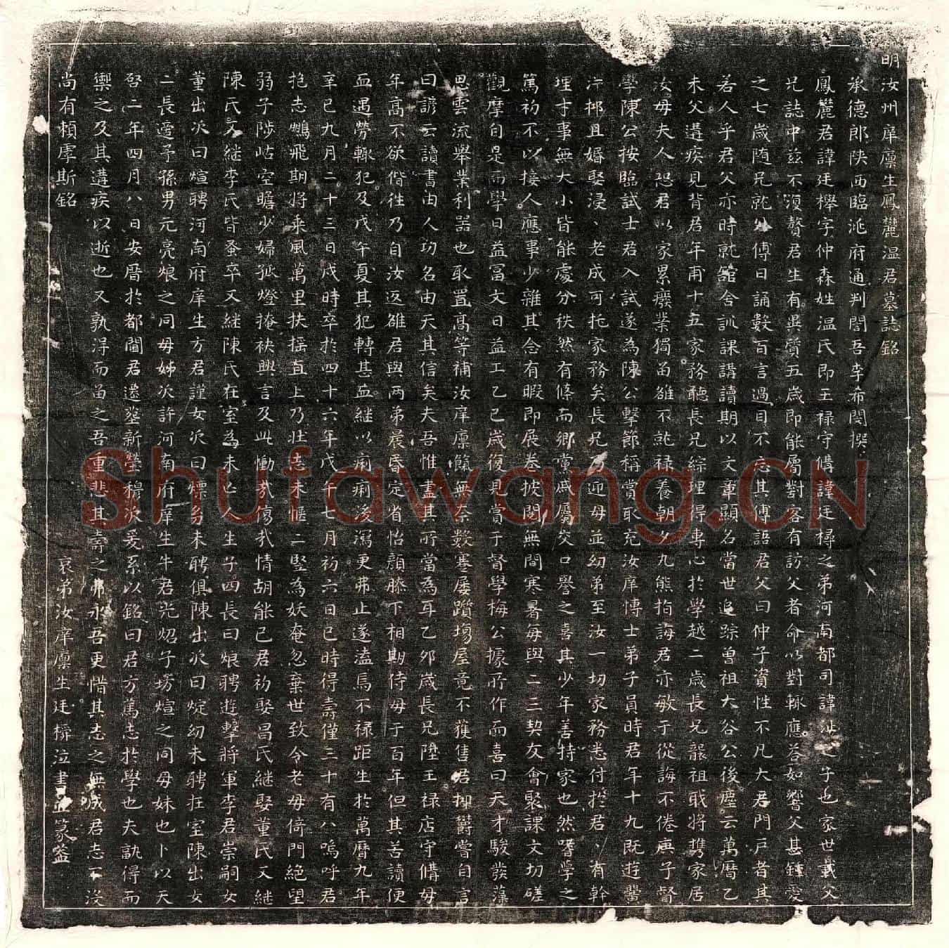 明温廷榉墓誌(明汝州庠廪生凤麓温君墓誌铭)