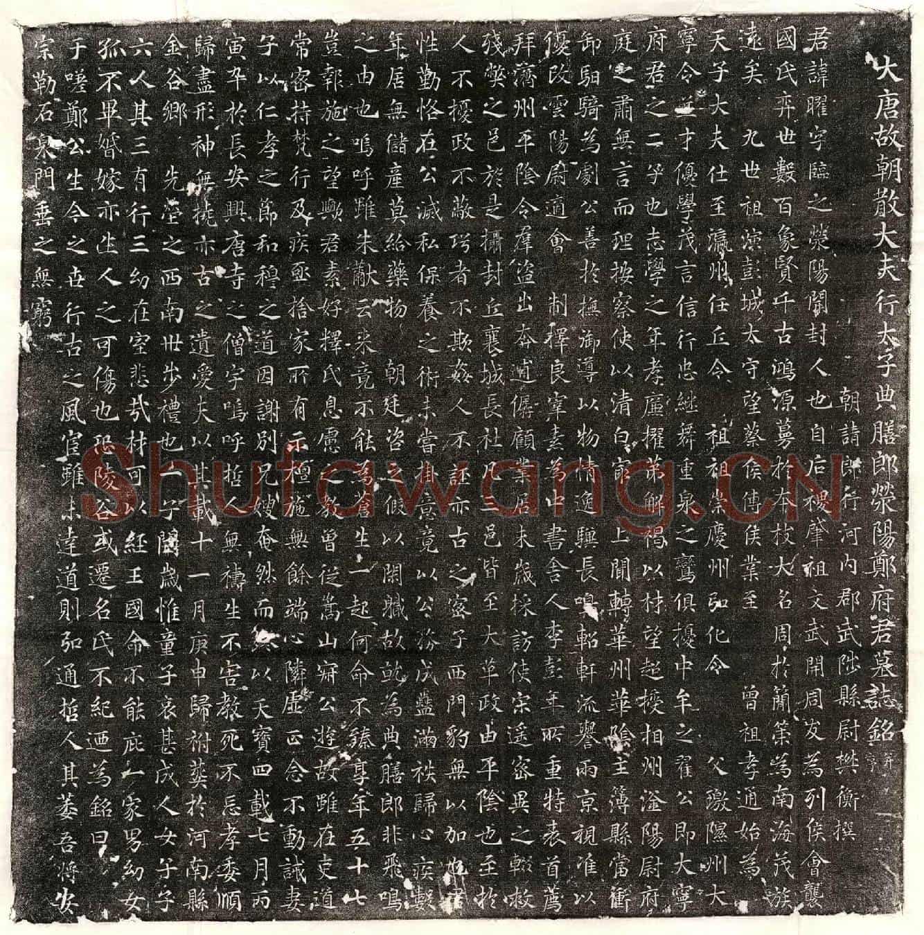 唐郑曜墓誌(大唐故朝散大夫行太子典膳郎荥阳郑府君墓誌铭并序)
