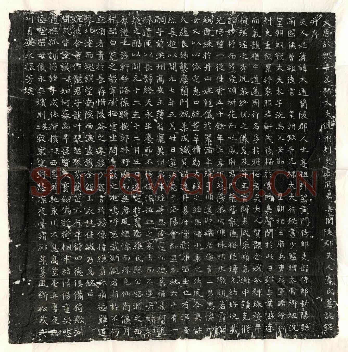 唐来景晖妻萧大通墓誌(大唐故银青光禄大夫饶州刺史来府君妻兰陵郡夫人萧氏墓誌铭并序)