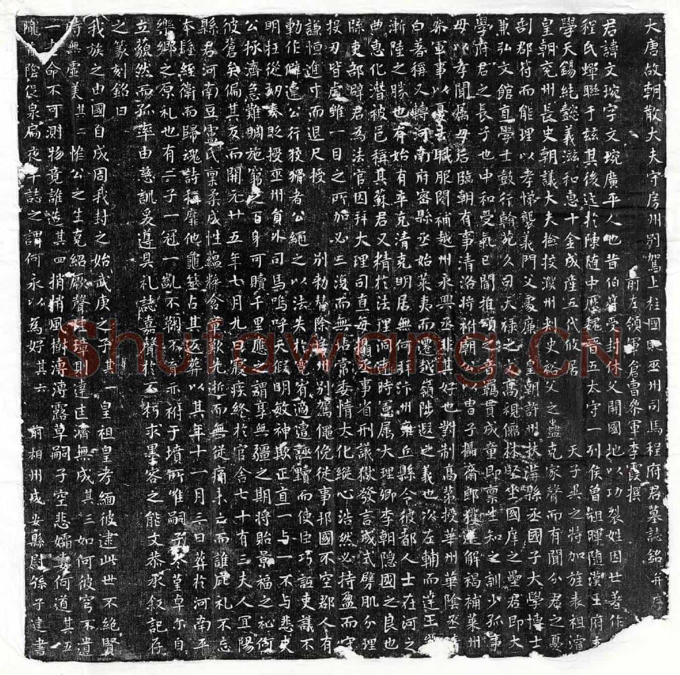 唐程文琬墓誌(大唐故朝散大夫守房州别驾上柱国贬巫州司马程府君墓誌铭并序)