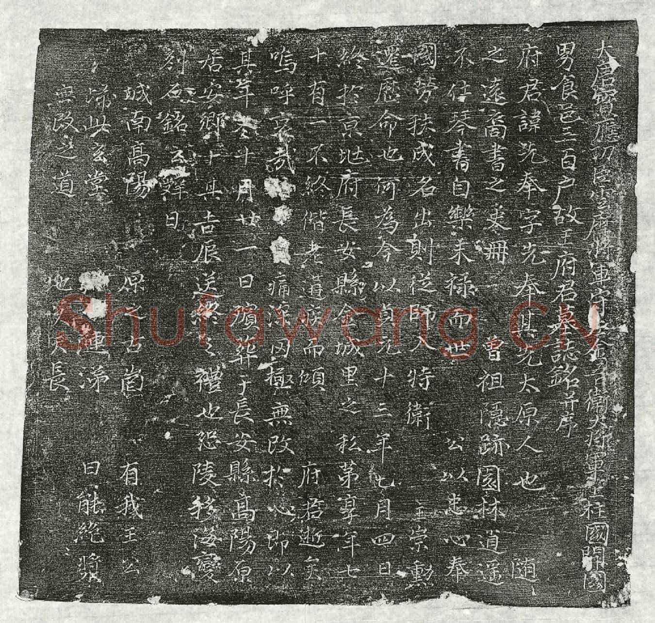 唐王先奉墓誌(大唐宝应功臣云麾将军守左金吾卫大将军上柱国开国男食邑三百户故王府君墓誌铭并序)