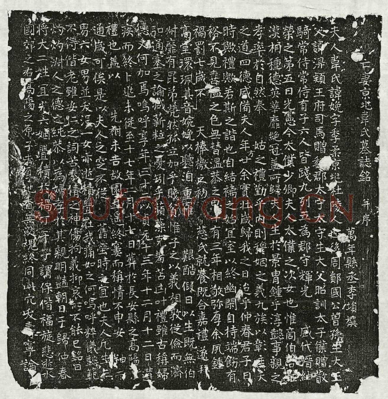 唐李埙妻韦娩墓誌(亡妻京兆韦氏墓誌铭并序)