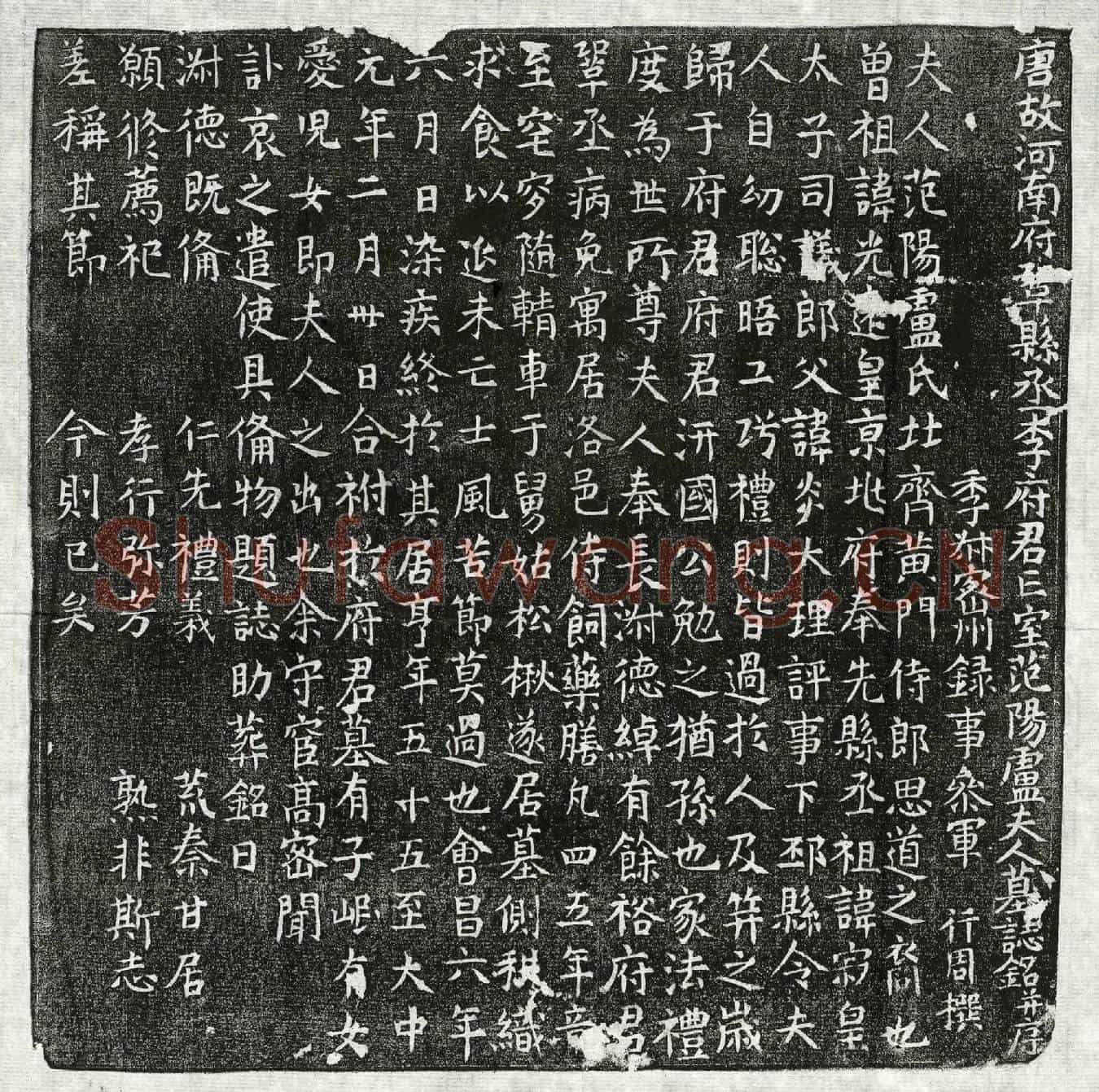 唐李据妻卢氏墓誌(唐故河南府巩县丞李府君亡室范阳卢夫人墓誌铭并序)