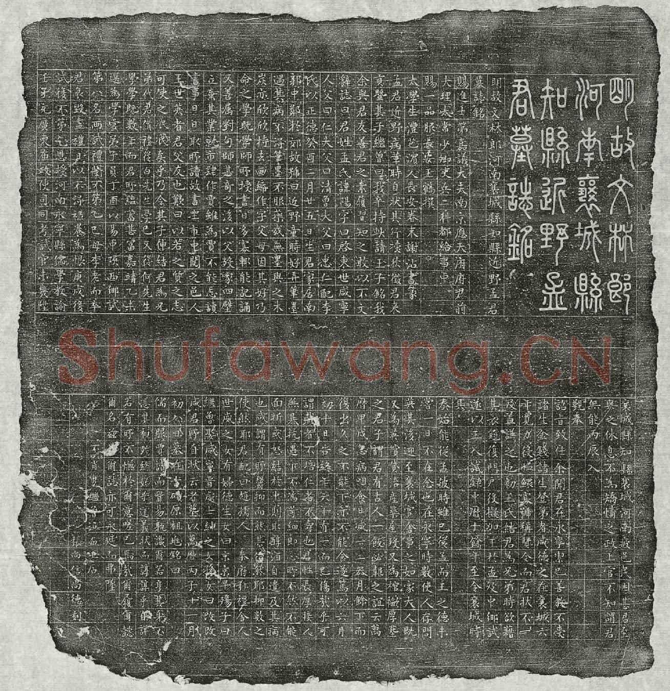 明孟阳墓誌(明故文林郎河南襄城县知县近野孟君墓誌铭)