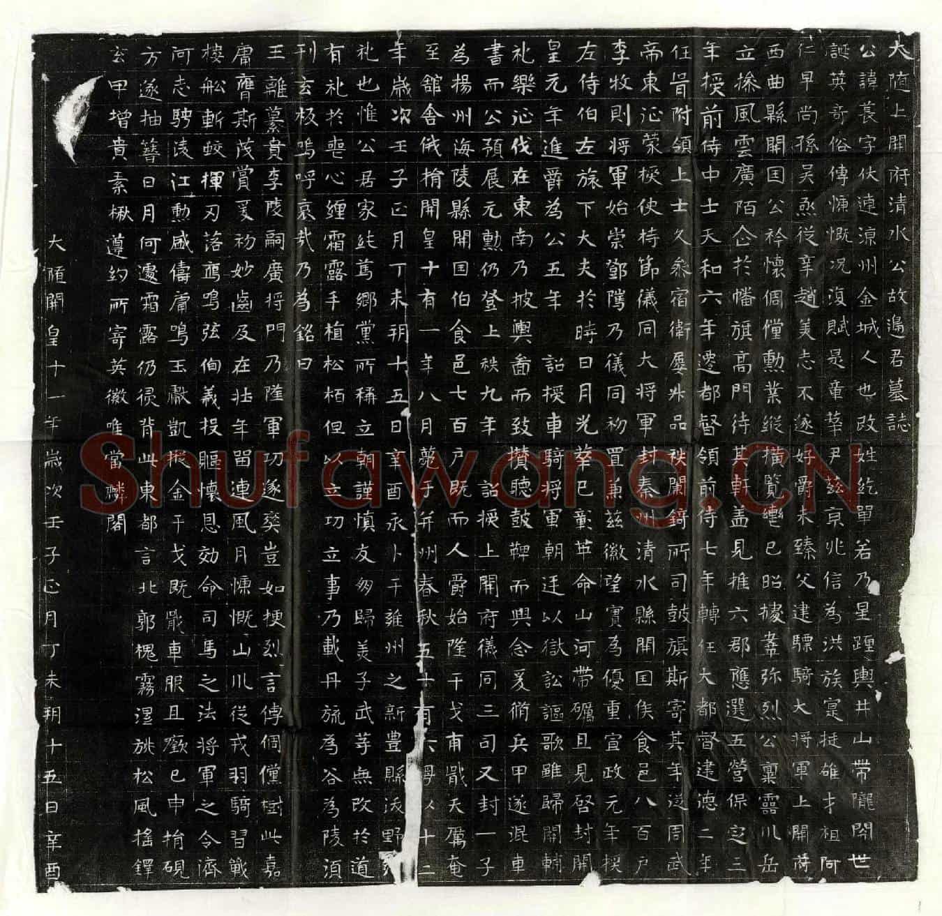 隋边苌墓誌(大隋上开府清水公故边君墓誌)