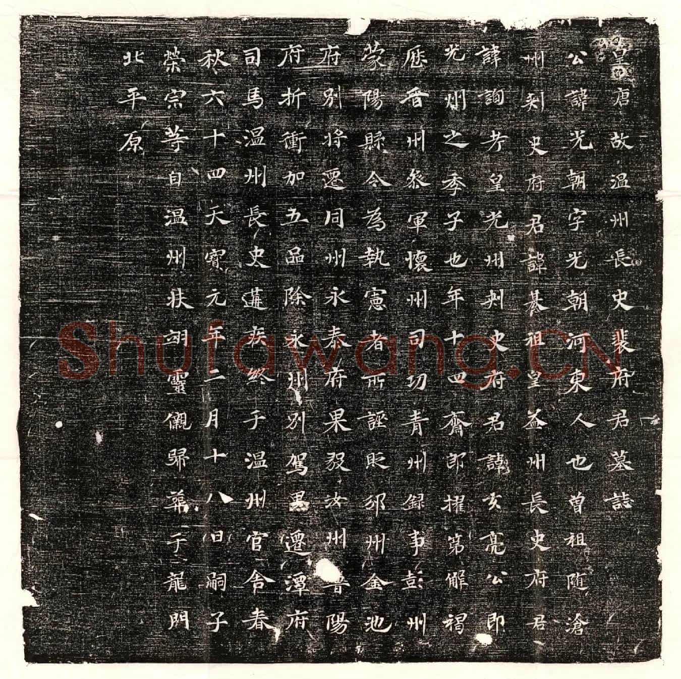 唐裴光朝墓誌(皇唐故温州长史裴府君墓誌)