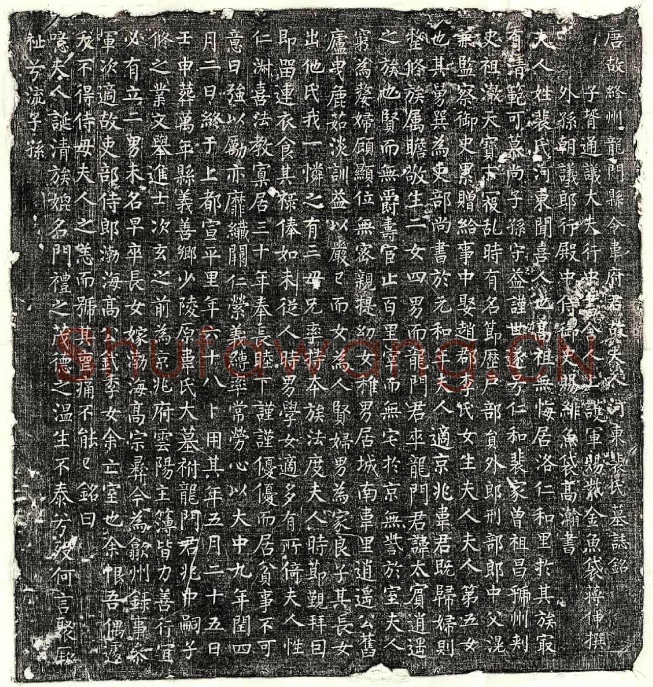 唐韦太宾妻裴氏墓誌(唐故绛州龙门县令韦府君故夫人河东裴氏墓誌铭)