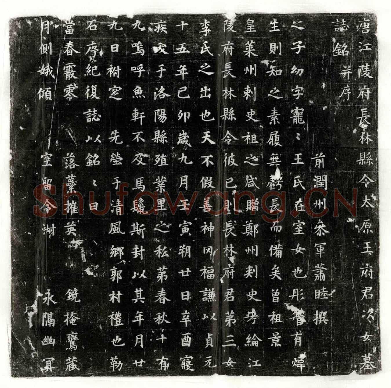 唐王纶女王宠宠墓誌(唐江陵府长林县令太原王府君次女墓誌铭并序)