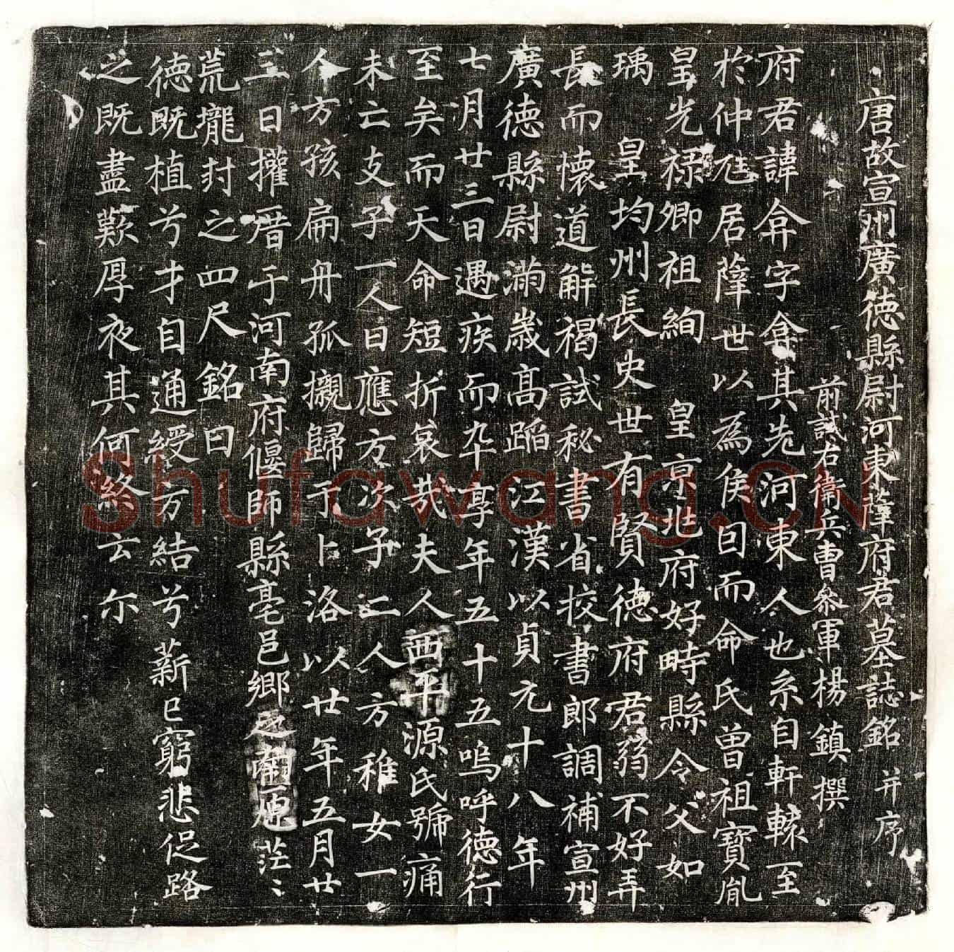 唐薛弇墓誌(唐故宣州广德县尉河东薛府君墓誌铭并序)