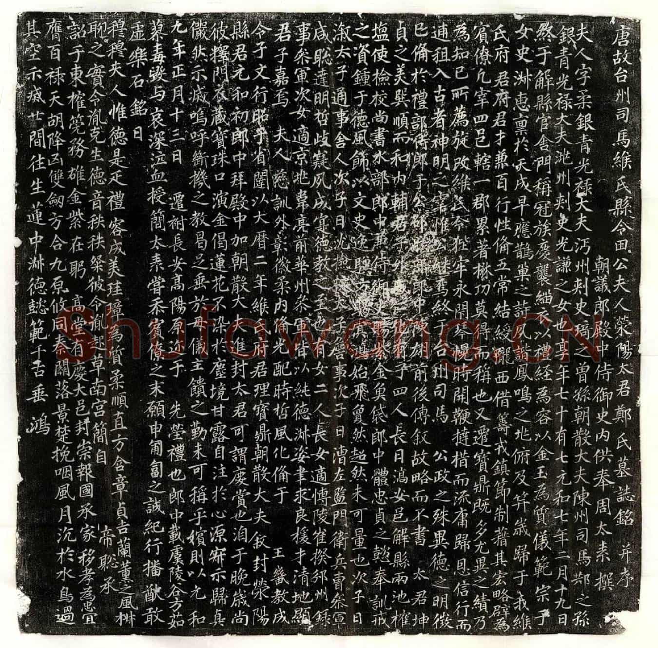 唐田滈母郑柔墓誌(唐故台州司马缑氏县令田公夫人荥阳太君郑氏墓誌铭并序)