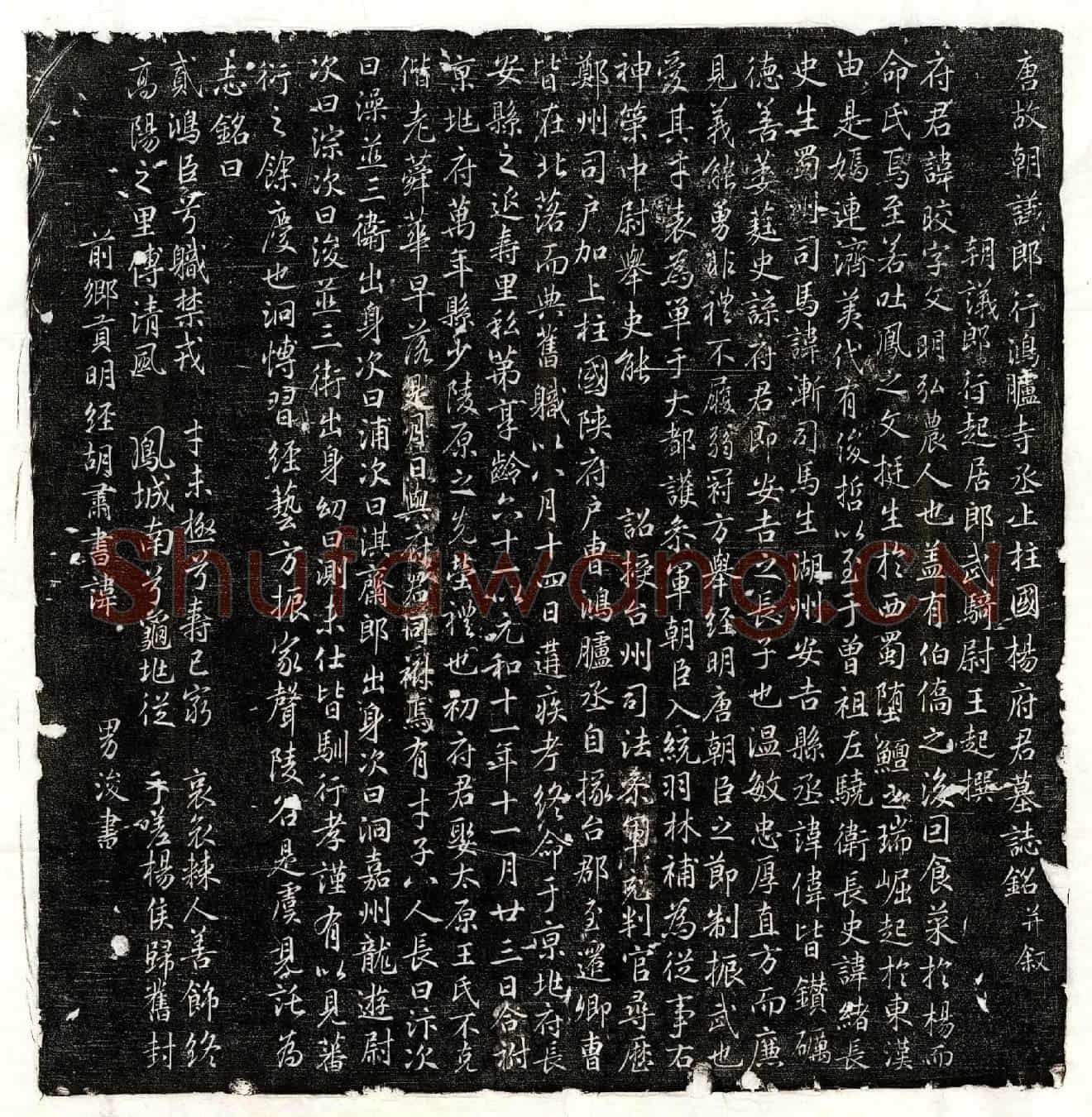 唐杨晈墓誌(唐故朝议郎行鸿胪寺丞上柱国杨府君墓誌铭并叙)