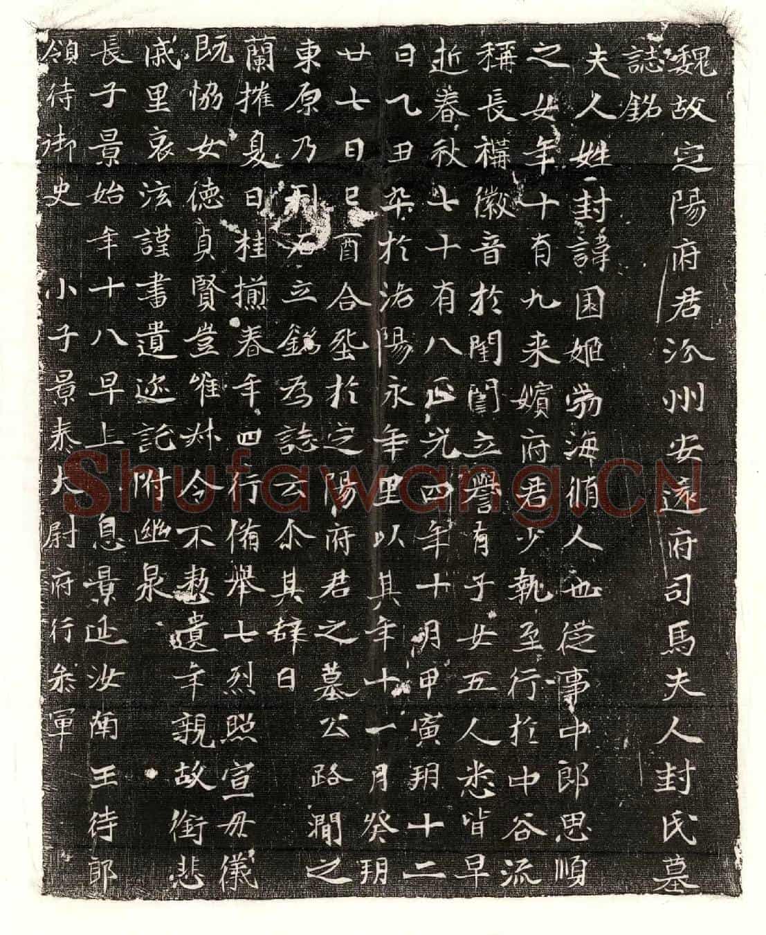 北朝王彤妻封园姬墓誌(魏故定阳府君汾州安远府司马夫人封氏墓誌铭)