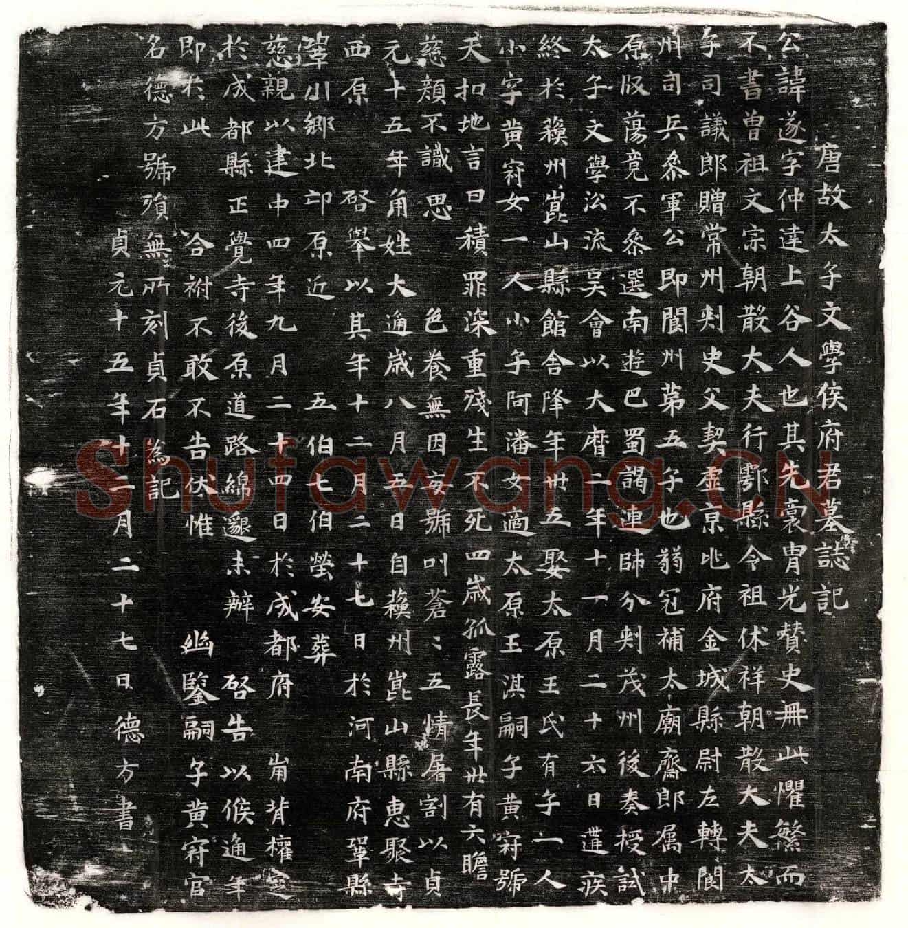 唐侯遂墓誌(唐故太子文学侯府君墓誌记)