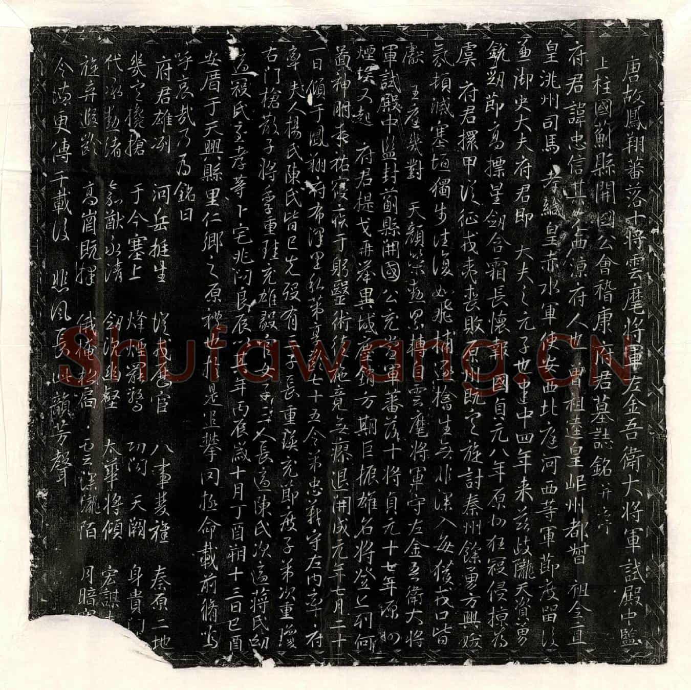 唐康忠信墓誌(唐故凤翔蕃落十将云麾将军左金吾卫大将军试殿中监上柱国蓟县开国公会稽康府君墓誌铭并序)