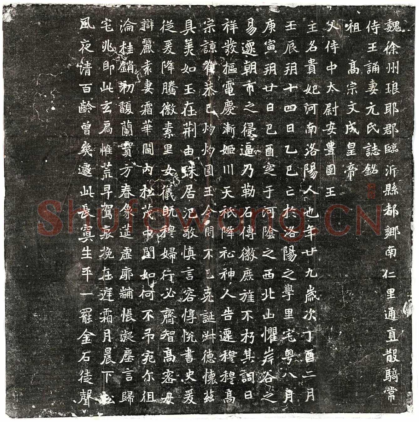北朝王诵妻元贵妃墓誌(魏徐州琅耶郡临沂县都乡南仁里通直散骑常侍王诵妻元氏誌铭)