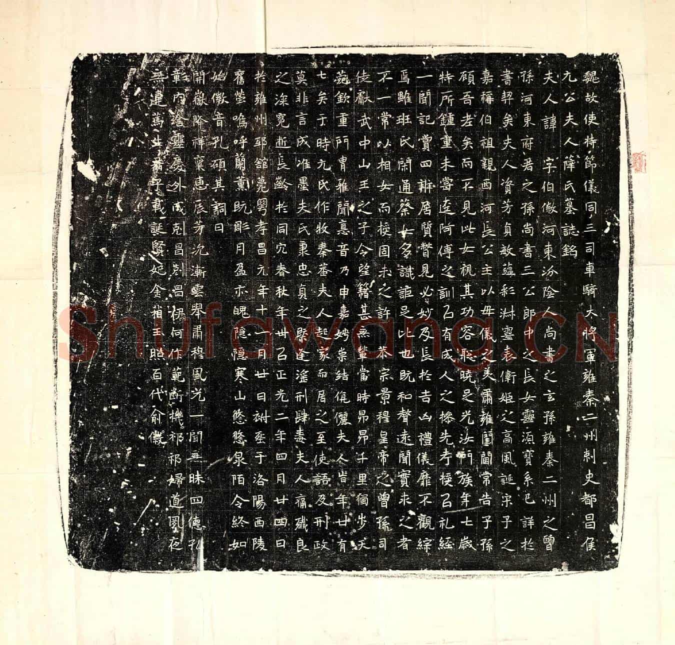 北朝薛伯徽墓誌(魏故使持节仪同三司车骑大将军雍秦二州刺史都昌侯元公夫人薛氏墓誌铭)