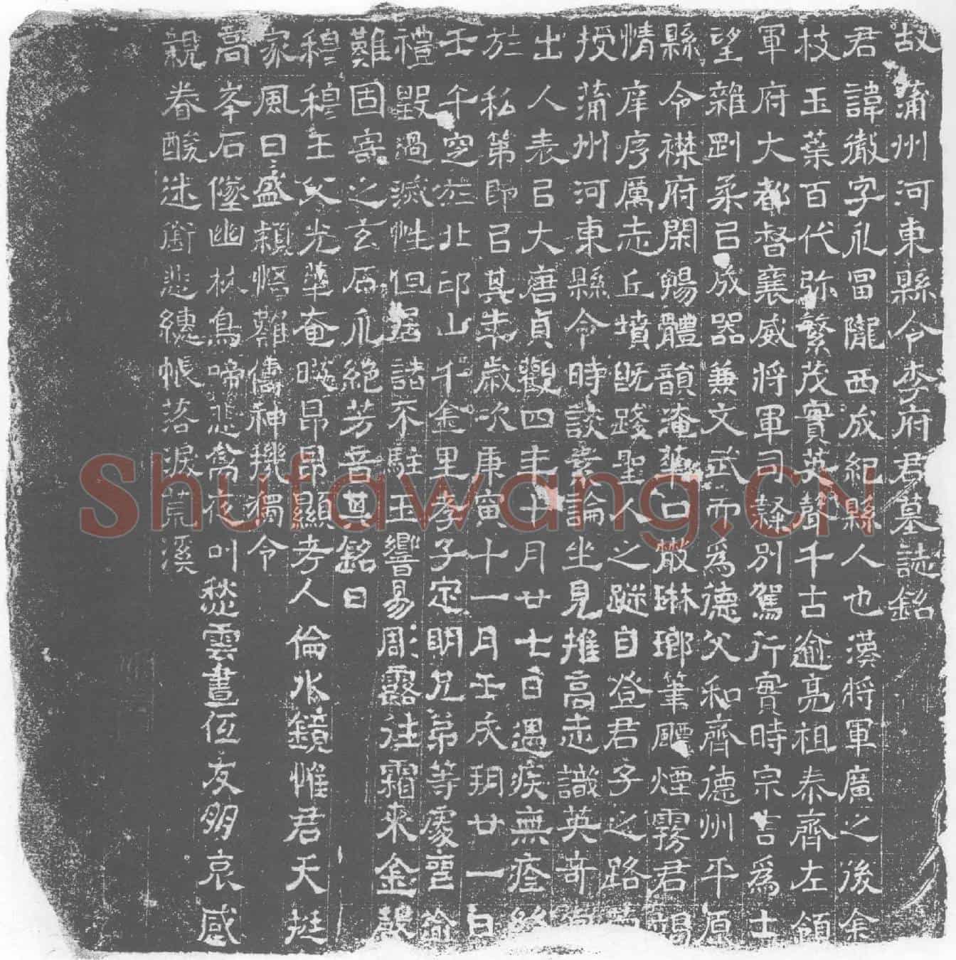 唐李彻墓誌(故蒲州河东县令李府君墓誌铭)