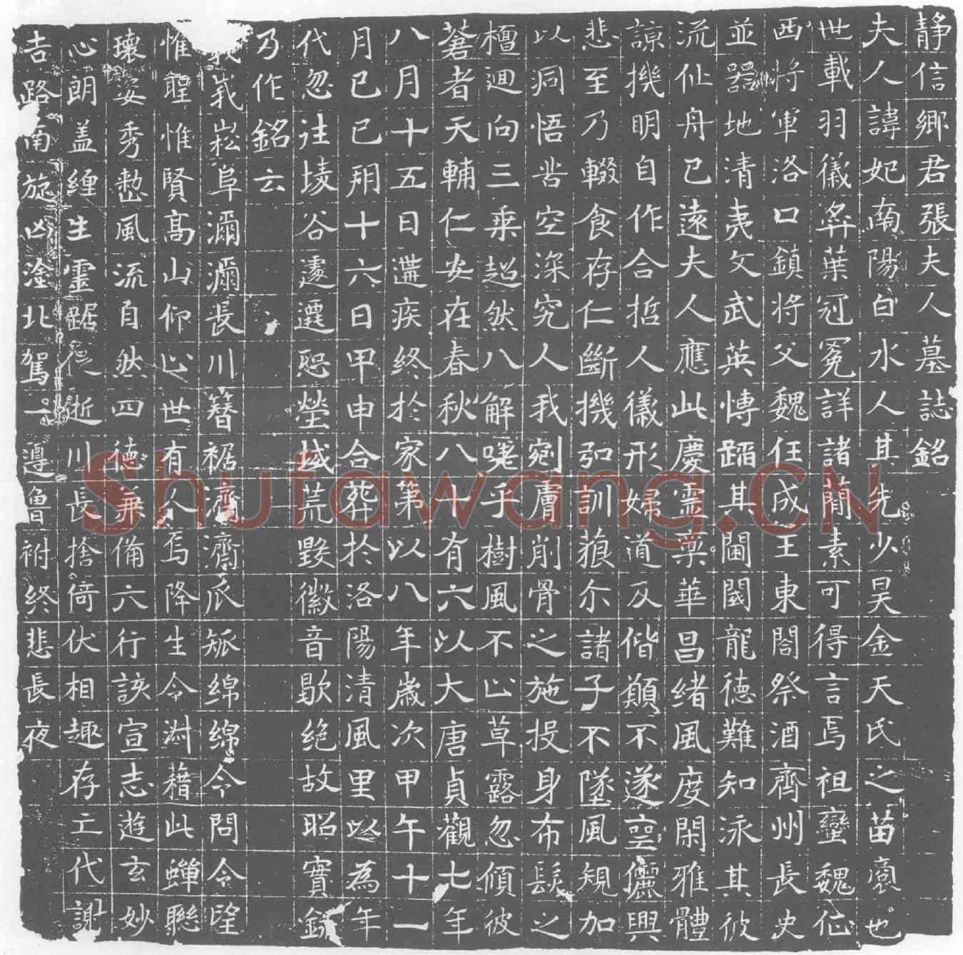唐张妃墓誌(静信乡君张夫人墓誌铭)