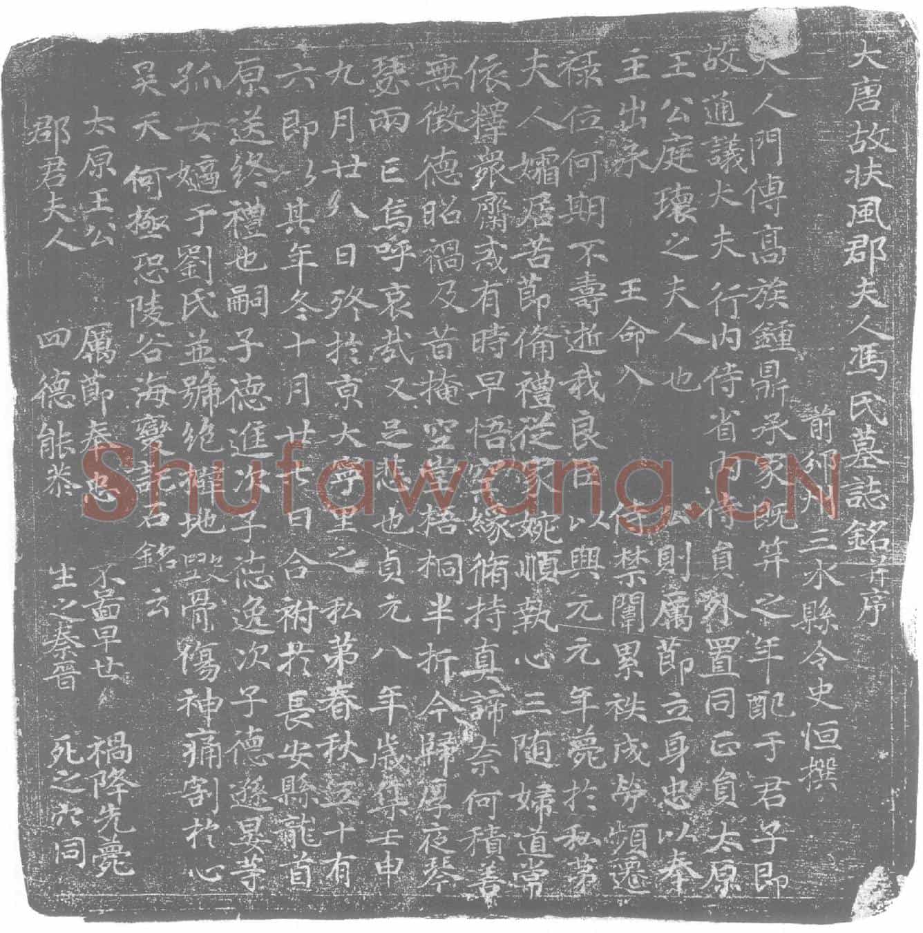唐冯氏，王庭瓌夫人墓誌