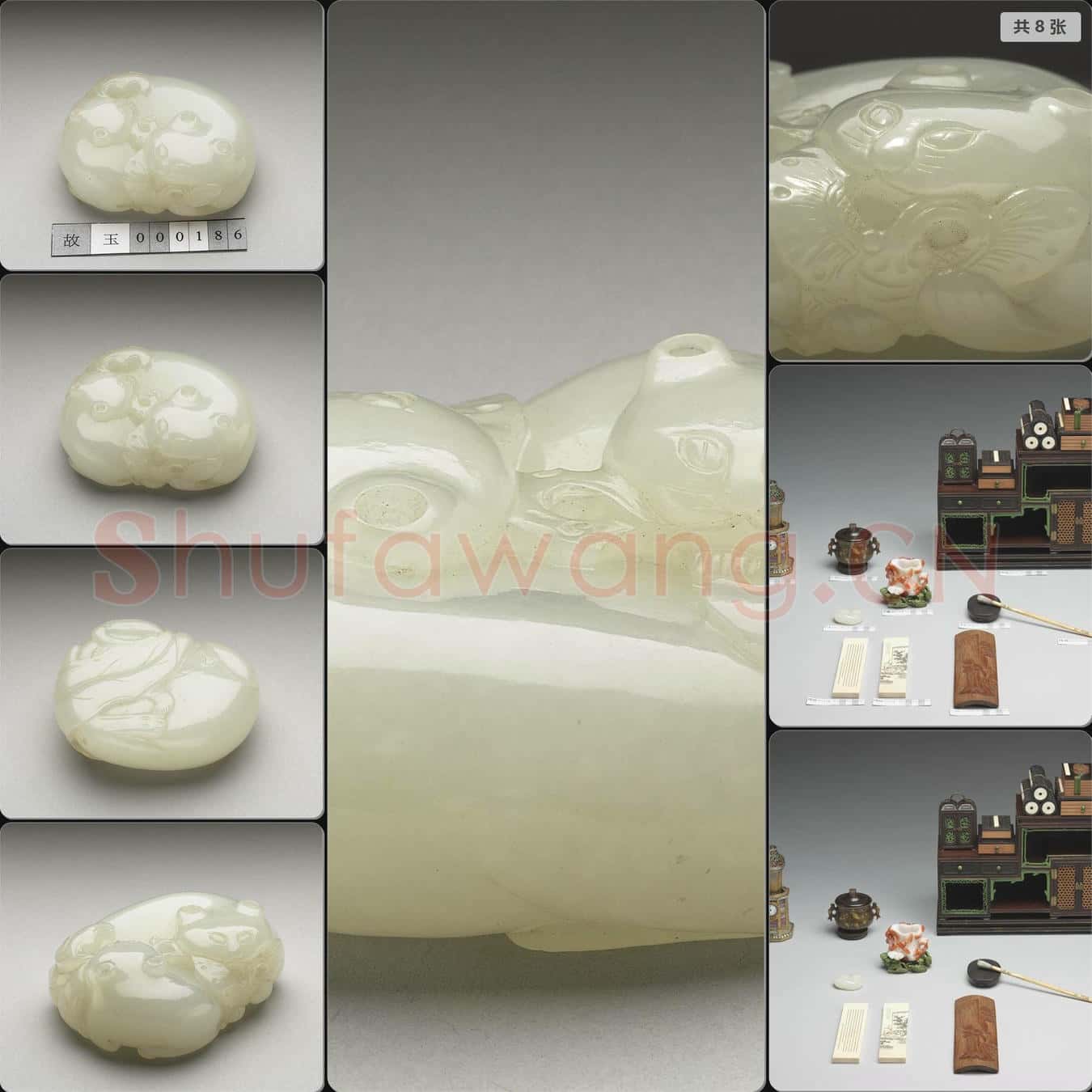清 玉雙貓