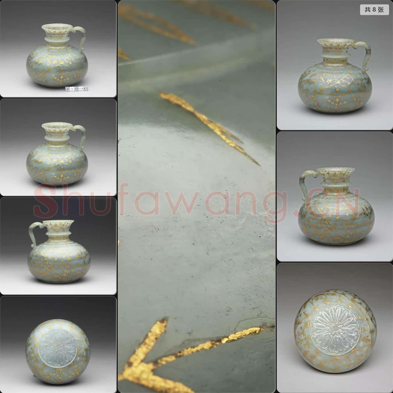 玉嵌金絲單柄罐