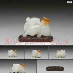 南宋至元 玉鹿衔灵芝