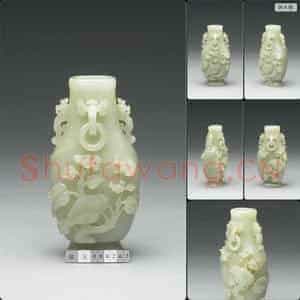 清 玉双燕双环瓶