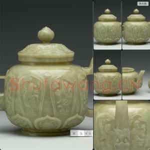 清 玉雕八仙茶壶
