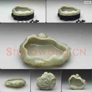 清乾隆 玉荷叶洗