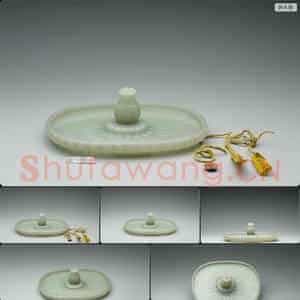 清 玉烛台盘